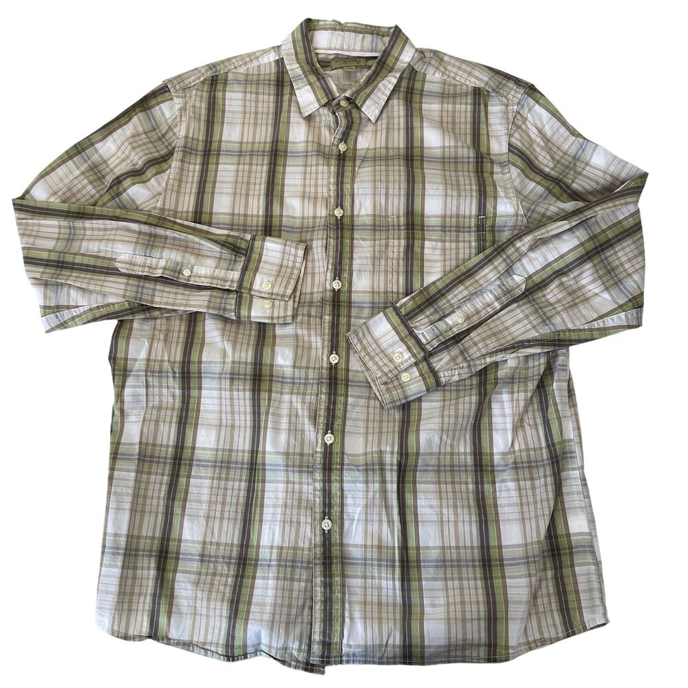Sonoma Green Plaid Button‎ Down Preppy Casual Size Mens Large